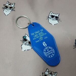 Crazy Cat lady retro hotel Inspired keychain